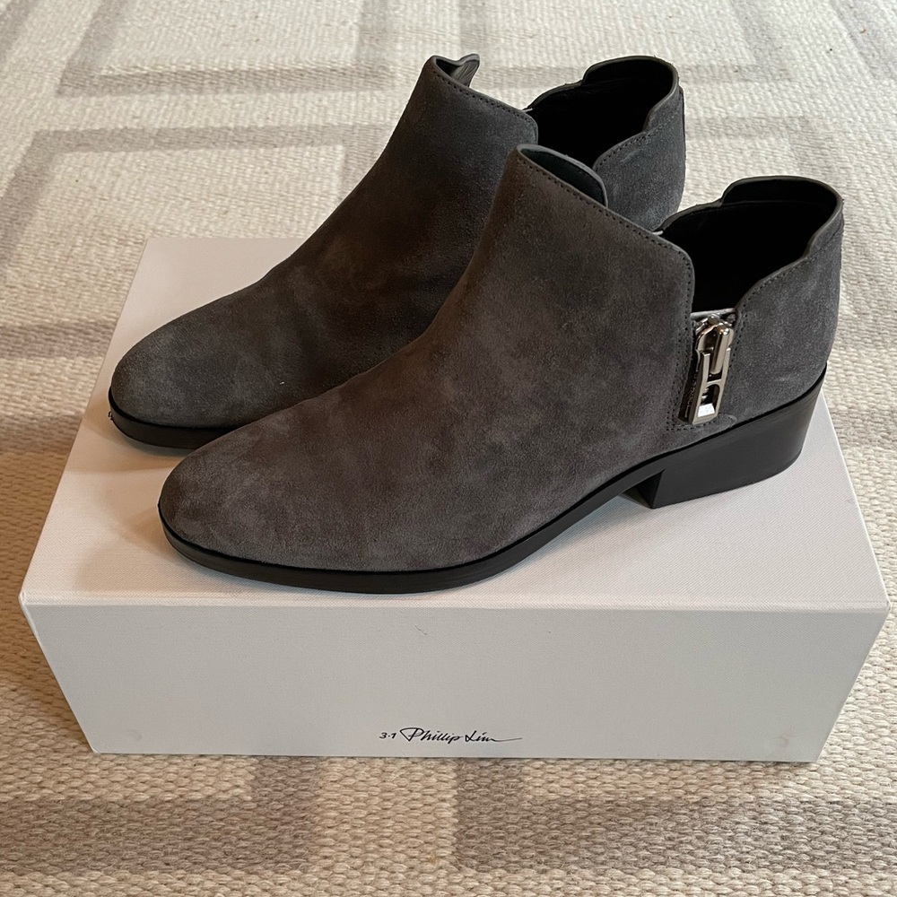 3.1 Phillip Lim - Grey Suede Alexa Ankle Bootie - 37.5 - lightly used.